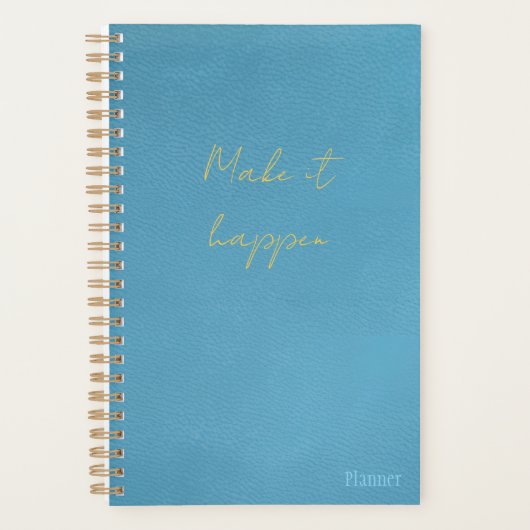 Soft Teal Vegan Leather Make It Happen Planner (Voorkant)