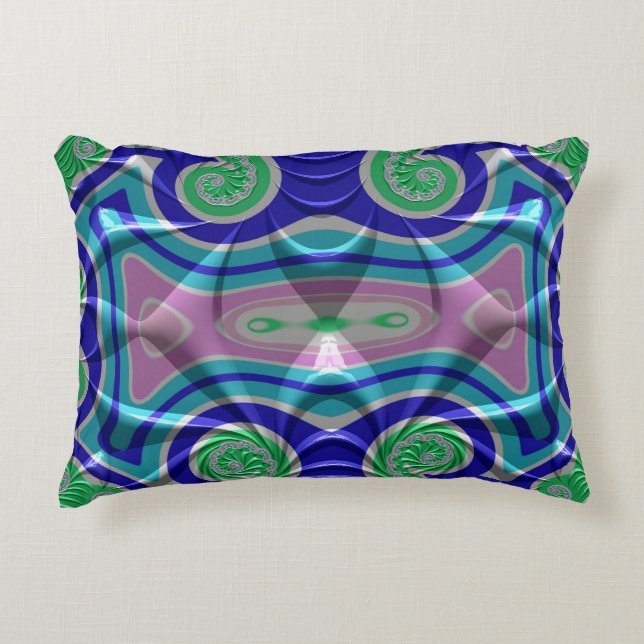 ~SOFT TENDRILS Blue Green Pink ~ Fractal Design ~ Accent Kussen (Voorkant)