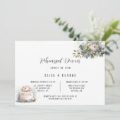 Soft Terracotta Pink Peony Floral Rehearsal Dinner Kaart (Staand voorkant)
