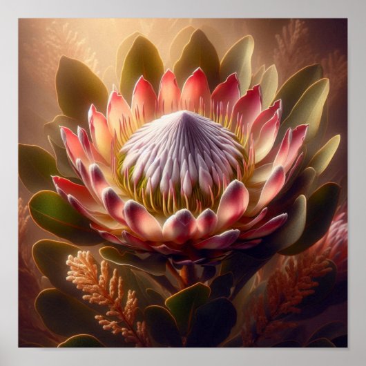 Soft Toned King Protea Bloom in Artistic Natural  Poster (Voorkant)