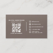 Soft Touch Matte Neutral QR Code Hair Stylist Visitekaartje (Achterkant)