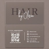 Soft Touch Matte Neutral QR Code Hair Stylist Visitekaartje