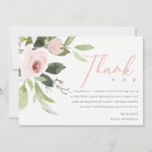 SOFT TRENDY BLUSH PINK ROSE BABY SHOWER DANK U KAART (Voorkant)