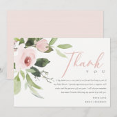 SOFT TRENDY BLUSH PINK ROSE BABY SHOWER DANK U KAART (Voorkant / Achterkant)