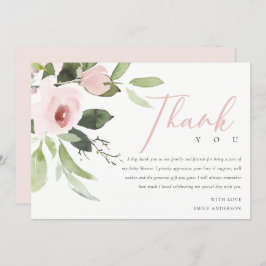 SOFT TRENDY BLUSH PINK ROSE BABY SHOWER DANK U KAART