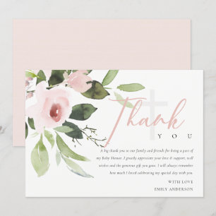 SOFT TRENDY BLUSH PINK ROSE BABY SHOWER DANK U KAART
