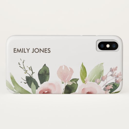 SOFT TRENDY SUBTLE KLEUR WASH BLUSH PINK FLORAL Case-Mate iPhone CASE (Achterkant (horizontaal))