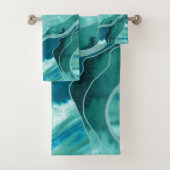 Soft Turquoise Blauwgroen marble Agate Glam #1 #de Bad Handdoek (Insitu)