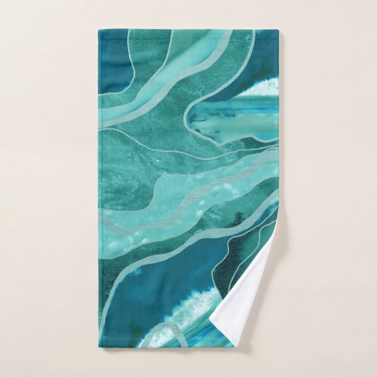 Soft Turquoise Blauwgroen marble Agate Glam #1 #de Bad Handdoek (Handdoek)