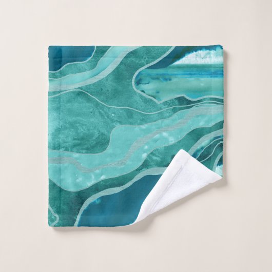 Soft Turquoise Blauwgroen marble Agate Glam #1 #de Bad Handdoek (Wasdoekje)