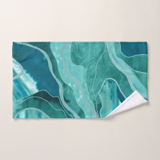 Soft Turquoise Blauwgroen marble Agate Glam #1 #de Bad Handdoek (Handdoek)