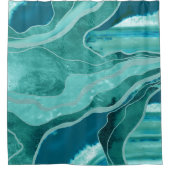 Soft Turquoise Blauwgroen marble Agate Glam #1 #de Douchegordijn (Voorkant)