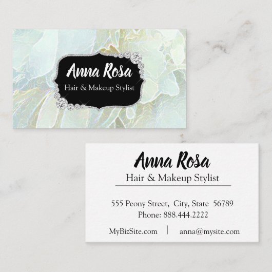 *~* Soft Turquoise Blue Bling Diamond Abstract Visitekaartje (Voorkant / Achterkant)