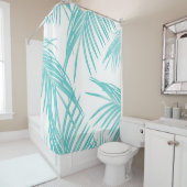 Soft Turquoise Leaves Dream #1 #tropical #decor Douchegordijn (In situ)
