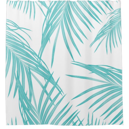 Soft Turquoise Leaves Dream #1 #tropical #decor Douchegordijn (Voorkant)