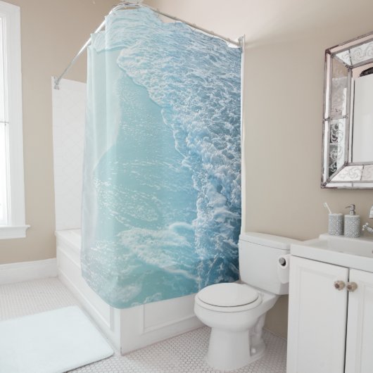 Soft Turquoise Ocean Dream Waves #2 #water #decor  Douchegordijn (In situ)