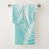 Soft Turquoise Palm Leaves Dream #1 Bad Handdoek (Insitu)