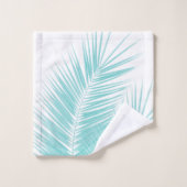 Soft Turquoise Palm Leaves Dream #1 Bad Handdoek (Wasdoekje)