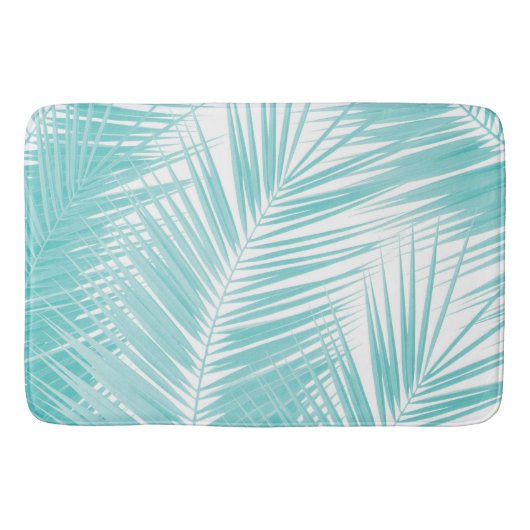 Soft Turquoise Palm Leaves Dream #1a Badmat (Voorkant)