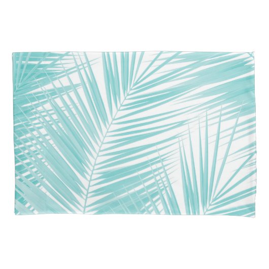Soft Turquoise Palm Leaves Dream #1a Kussensloop (Voorkant)
