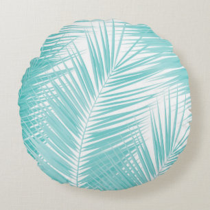 Soft Turquoise Palm Leaves Dream #1a Rond Kussen