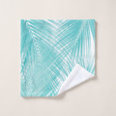 Soft Turquoise Palm Leaves Dream Cali Summer 3 Bad Handdoek (Wasdoekje)