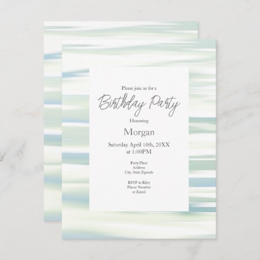 Soft Turquoise Sage Waves Kaart (Voorkant / Achterkant)