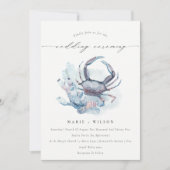 Soft Underwater Crab Coral Nautical Wedding Invite Bedankkaart (Voorkant)