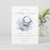 Soft Underwater Crab Coral Nautical Wedding Invite Bedankkaart (Staand voorkant)