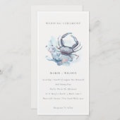 Soft Underwater Crab Coral Nautical Wedding Invite Bedankkaart (Voorkant / Achterkant)