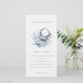 Soft Underwater Crab Coral Nautical Wedding Invite Bedankkaart (Staand voorkant)