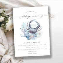 Soft Underwater Crab Coral Nautical Wedding Invite
