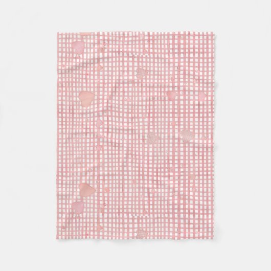 Soft Valentine Gingham Fleece Baby Blanket (Voorkant)