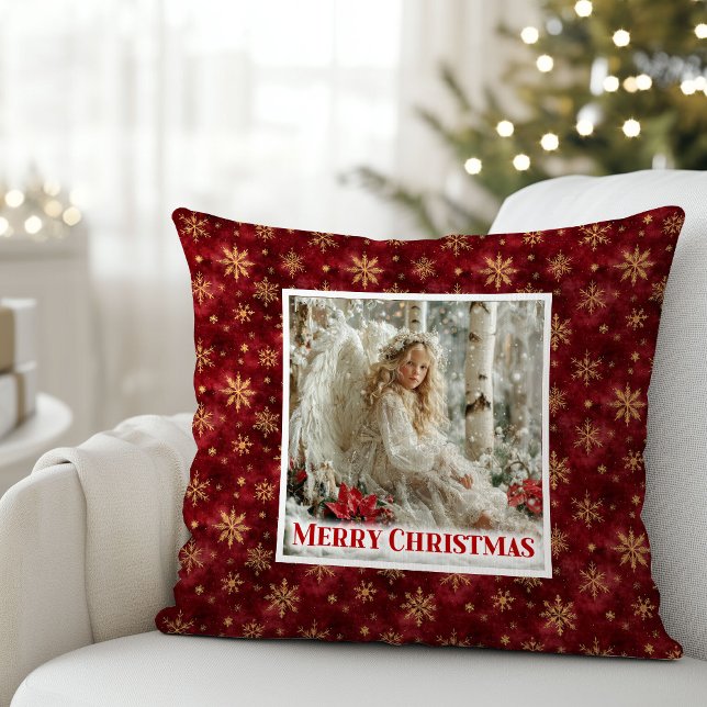 Soft Victorian Angel Art Red and Gold Gift Pillow Kussen (Soft Victorian Angel Art Red and Gold Gift Pillow)