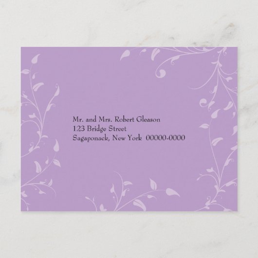 Soft Vines Wedding Reply Briefkaart (Achterkant)