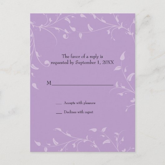 Soft Vines Wedding Reply Briefkaart (Voorkant)