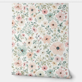 Soft Vintage Floral Wallpaper Behang