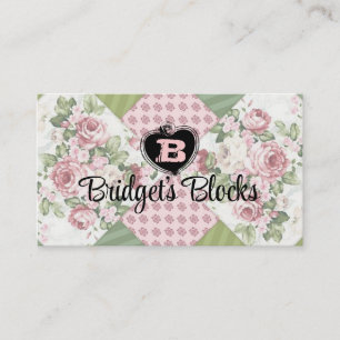 soft vintage roses patchwork quilt quilting card visitekaartje