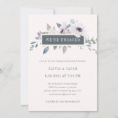 Soft Violet Floral Blush and Grey Engagement Party Kaart (Voorkant)