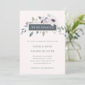 Soft Violet Floral Blush and Grey Engagement Party Kaart (Staand voorkant)