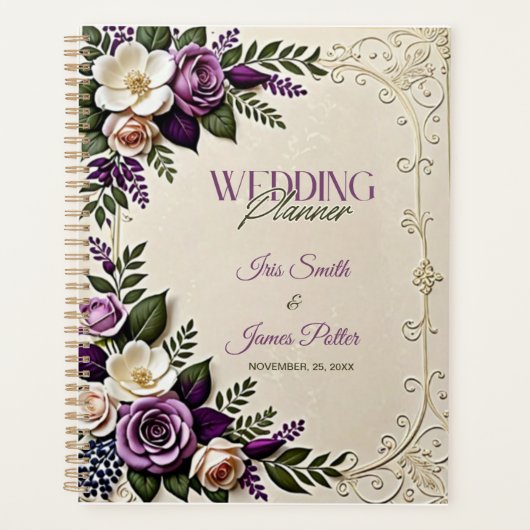 Soft Violet Paarse Cream Floral Botanische bruilof Planner (Voorkant)