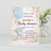 soft water colour floral teddy bear  Invitation Kaart (Staand voorkant)