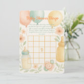 Soft Watercolor Baby Shower Bingo Card  Kaart (Staand voorkant)