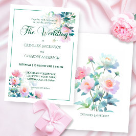 Soft Watercolor Blush Pink Floral Wedding Kaart