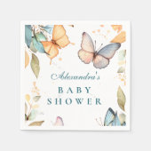 Soft Watercolor Butterfly Baby Shower Servet (Voorkant)