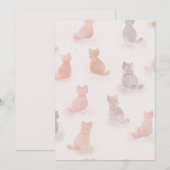 Soft Watercolor Cat Pattern Invitation Kaart (Voorkant / Achterkant)