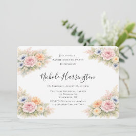 Soft Watercolor Floral Bachelorette Party Kaart