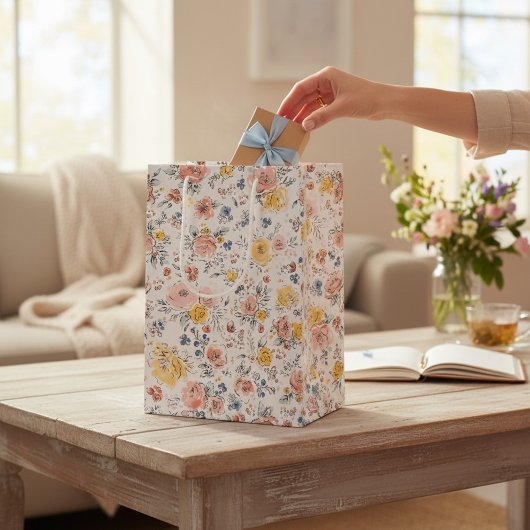 Soft Watercolor Floral Botanical Pattern Medium Cadeauzakje