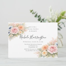 Soft Watercolor Floral Bridal Shower Kaart