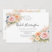 Soft Watercolor Floral Bridal Shower Kaart (Voorkant / Achterkant)